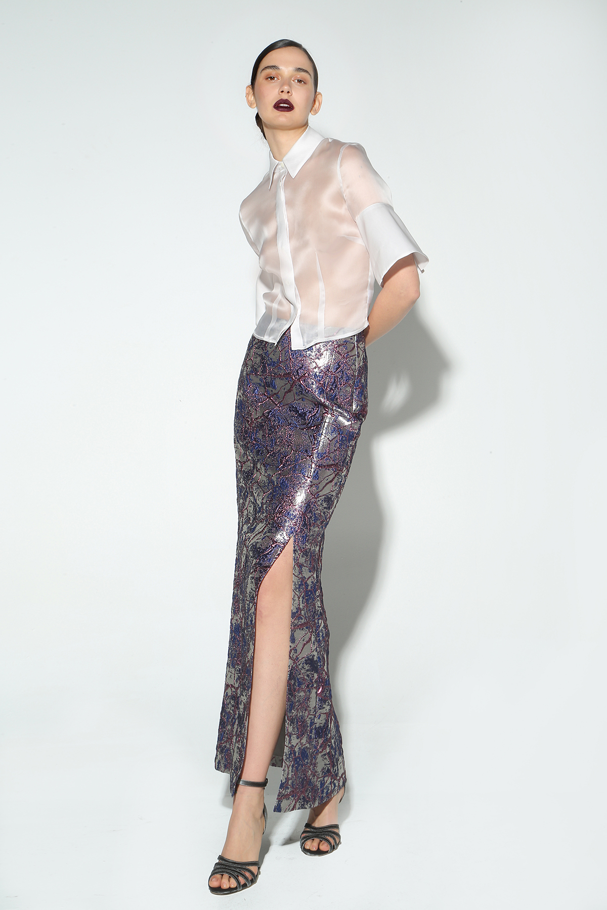 Gonna lunga in broccato FW25G03 01